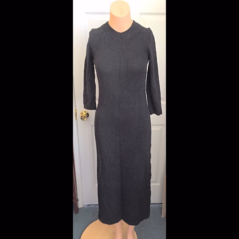 Zara NWT Black Knit Long Sweater Dress Size Small